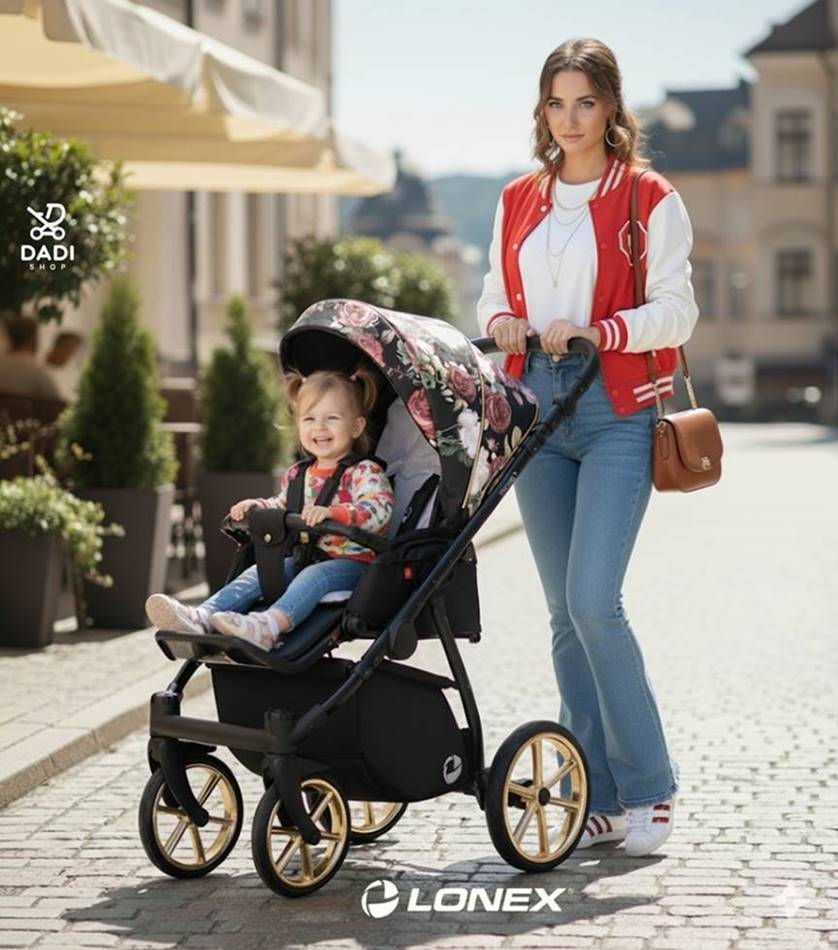 wózek spacerowy lonex sport rose dobra spacerówka na dużych kołach lekka